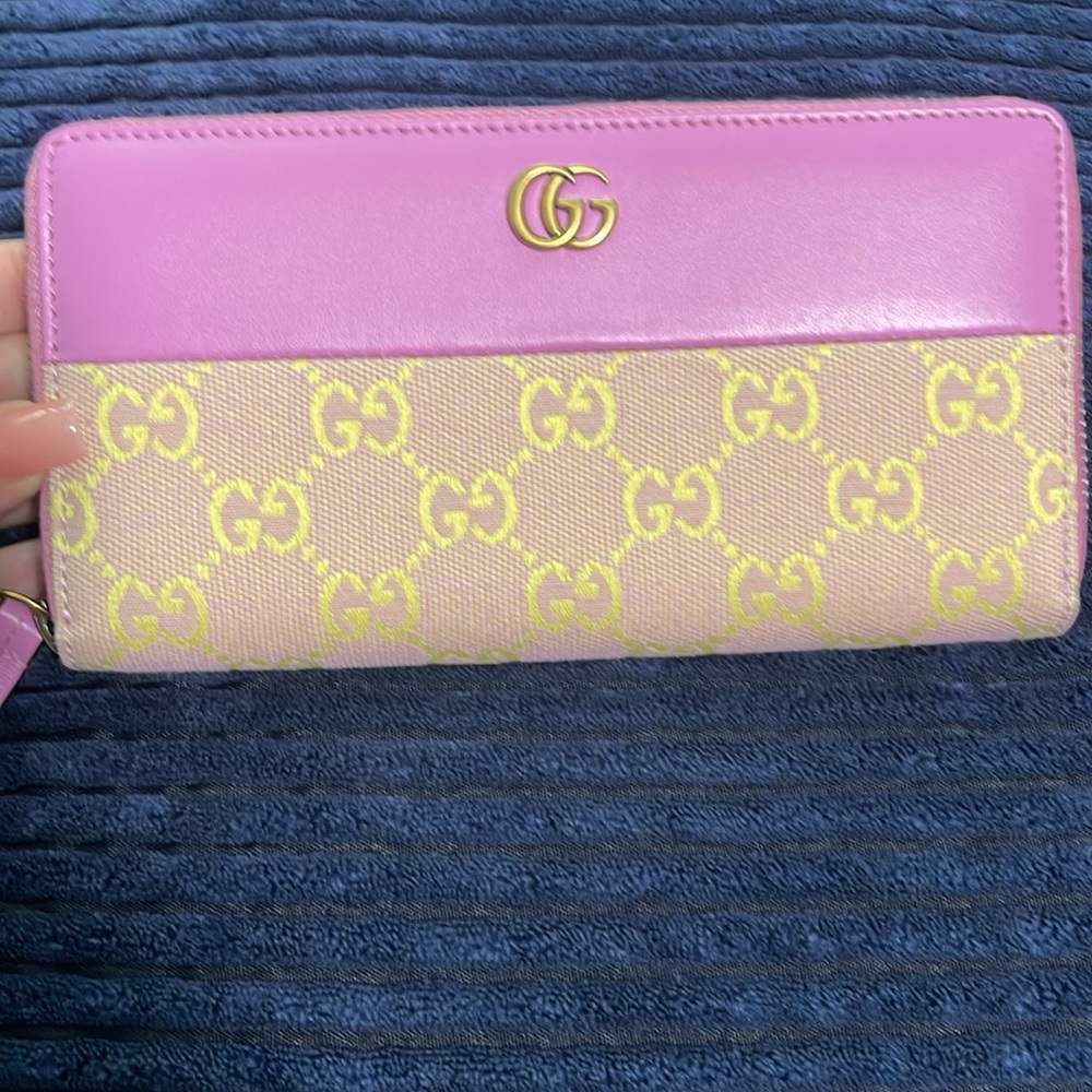 Gucci Pink and Yellow GG Wallet